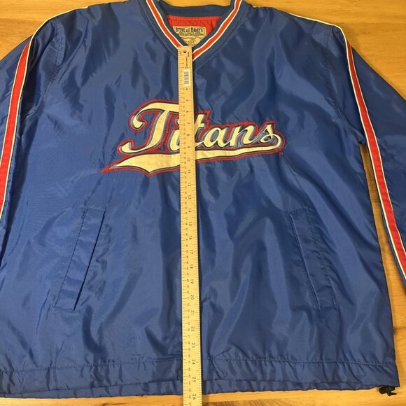 Steve & Barry's Tennessee Titans Blue Satin Windbreaker Pullover V-Neck Size L - Picture 6 of 12